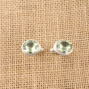 Designer Handmade 925 Sterling Silver Cufflinks With Green Amethyst Gemstone Jewellery For Women And Girls Wear In Party's - Product Image 3