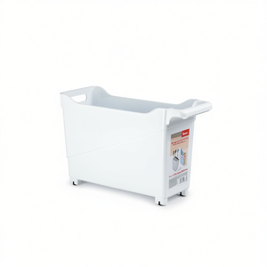 Carrello portaoggetti 50x40x30cm in plastica bianca con maniglie per uso domestico e ufficio, 6 unità - Product Image 2