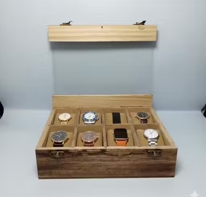 Handcrafted Wood Men's Watch Box Vintage Jewelry Storage <b>Display</b> <b>Case</b> 3 Slots 8x8 Inch - Product Image 3