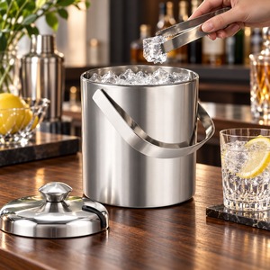 Nouveau Seau à Glace Isotherme Personnalisé en Acier Inoxydable Poli avec Couvercle à Clip pour Bière, Idéal pour Bar, Fête, Hôtel - Vente Chaude - Product Image 1