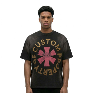 Oversized <b>Black</b> Cotton T-Shirt Men Short Sleeve O-Neck Casual Jersey Fit Solid Color Plain Dyed Knitted Style - Product Image 2