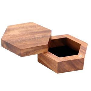 Hot Selling Luxury Wooden Hexagonal <b>Ring</b> <b>Box</b> Handmade Wedding <b>Proposal</b> <b>Box</b> Rustic Design Engraving Acacia Wood Jewelry Storage - Product Image 5
