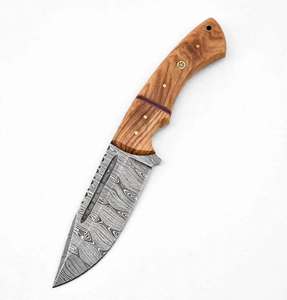 Damascus Steel Ornate Utility Craft <b>Tool</b> Olive <b>Wood</b> Handle Executive Display Piece - Product Image 1