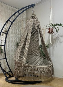 <b>Macrame</b> Brown Double Swing, Double Swing,Double Hanging Swing,Garden Swing,Patio Swing,<b>Macrame</b> Hangesessel,Rocking Chair - Product Image 3