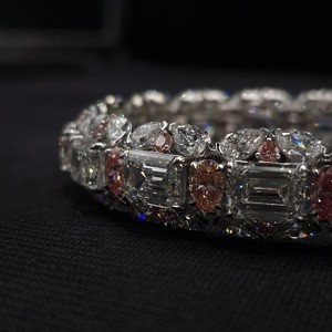 Luxury PT950 Platinum IGI Certified Lab Grown Diamond <b>Bangle</b> <b>Bracelet</b> with 72.97 Carats of White and Pink Diamonds - Product Image 2