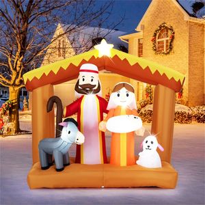 Presepe Gonfiabile da 1,8 m con 6 Luci LED, Decorazione Natalizia da Esterno in Poliestere Resistente alle Intemperie - Product Image 3