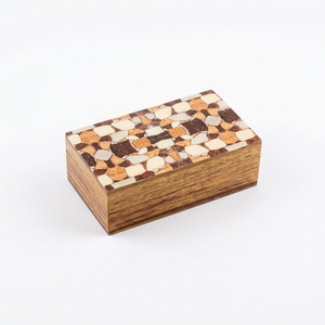 Caja de Almacenamiento de Madera con Tapa Esmaltada con Patrón Damasco Dorado y Marrón, Hecha a Mano, Personalizada, OEM, ODM, DECORYUG - Product Image 2