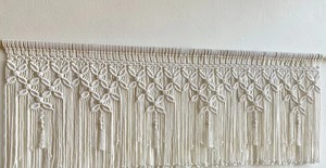 <b>Macrame</b> Leaf Window <b>Curtain</b>: Boho Wall Hanging, Vintage Valance - Product Image 1