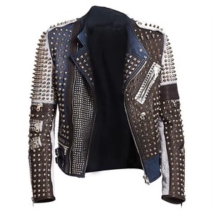 Studded Leather Jacket <b>Zipper</b> Motorbike Jacket Vintage Biker <b>Coat</b> for Women - Product Image 2
