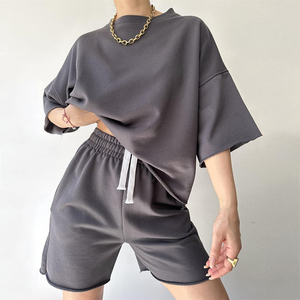 Custom 2 Piece Sets Outfits for Women Summer Casual Shorts And <b>T</b> Shirt Fashion Trendy Short Sleeve Top and Shorts Outfits Set - Product Image 1