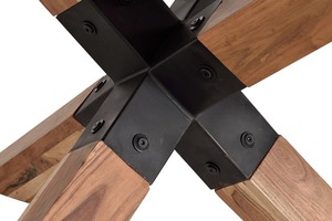 Table à manger ronde moderne en bois avec design à pieds en X, style scandinave, mobilier pour la maison, capacité 4 personnes - Product Image 3