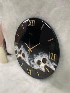 Horloges murales numériques modernes en résine époxy avec motif abstrait pour le salon et la cuisine, décoration intérieure, cadeau d'Inde - Product Image 4