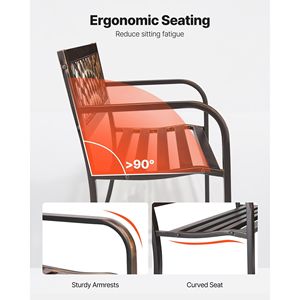 Panca da Esterno in Acciaio al Carbonio da 46 Pollici con Schienale in Rete PVC e Braccioli con Bordi Arrotondati, Resistente alle Intemperie - Product Image 5