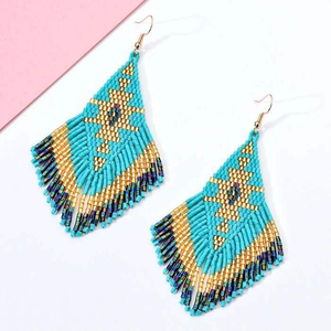 Handcrafted Trendy Top Selling Beaded Drop <b>Earrings</b> Customizable Big Seed Bead Embroidery Full Embroidered Beaded <b>Earrings</b> - Product Image 1