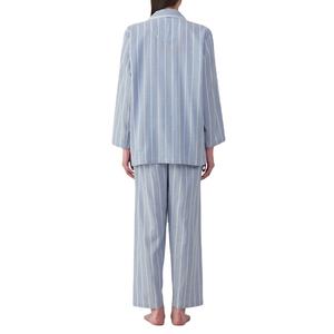 Conjunto de Pijama de 2 Piezas de Algodón para Mujer, Tallas Grandes, Personalizado al por Mayor, Transpirable, Suave, Informal, a Rayas, Cómodo para las Noches de Verano - Product Image 4