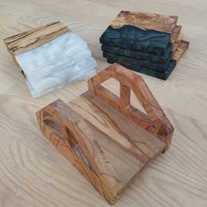 Modern Handmade Resin Epoxy Wooden Coaster Set Elegant Heat-Resistant Drink Coasters for Coffee Mugs, Cups & Glassware - Product Image 1