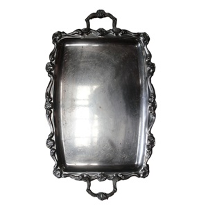 Cast Aluminum Silver Serving <b>Tray</b> With Handle Rectangle Shape For Home And Hotels Tabletop Food & <b>Snacks</b> Serving <b>Trays</b> - Product Image 4