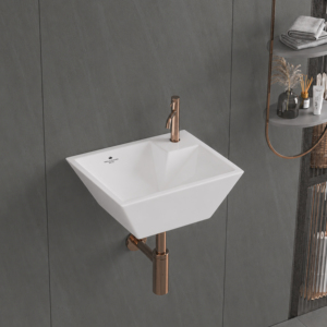 Lavabo mural en céramique moderne pour salle de bain, idéal pour hôtel, maison, appartement - Product Image 1