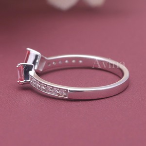 IGI Certified Lab Grown Diamond Open <b>Ring</b> 18K Gold Emerald Cut Pink Lab Grown Diamond <b>Adjustable</b> Wrap <b>Ring</b> - Product Image 2