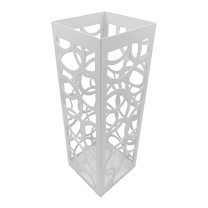 Porte-parapluie en métal blanc de luxe, support géométrique ajouré pour entrée, seau de rangement en fer découpé au laser pour usage domestique et professionnel - Product Image 1