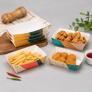 Assiette en carton kraft biodégradable et écologique jetable de 10 oz pour frites, hot-dogs et snacks – Plateau bateau - Product Image 2