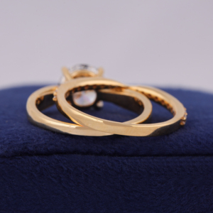 Ensemble de mariage avec diamant de laboratoire de 2 carats, bague de fiançailles solitaire en or jaune 14 carats - Product Image 4