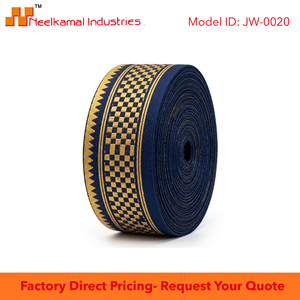 Neelkamal Industries 31mm Navy Blue Gold Jacquard Woven <b>Ribbon</b> Festive Ethnic Trim for Saree Border Wedding Decor Bows - Product Image 6