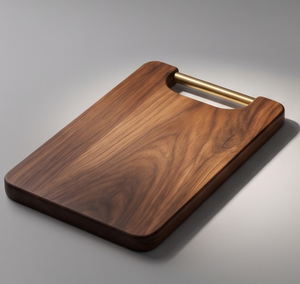Planche de service rectangulaire de luxe en bois de manguier, planche à découper plate moderne avec poignée métallique supérieure, plateau à fromage - Product Image 3