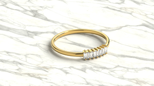 Minimalist 18K Gold Baguette Cut Diamond Ring Stackable Half Eternity Band <b>Cluster</b> Ring Fine Jewelry for Women - Product Image 3