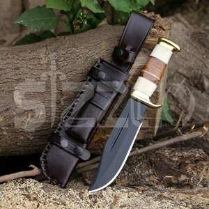 Couteau de chasse Bowie en acier D2, fabriqué sur mesure, avec revêtement en poudre, couteau de camping et d'extérieur EDC de type Stiletto Commando avec étui en cuir - Product Image 5