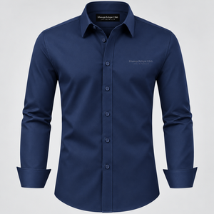 Chemise habillée blanche en popeline pour homme avec logo brodé – Chemise formelle blanche pour homme avec broderie - Product Image 2