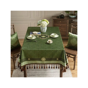 Elegant Green Jacquard Damask 70x90 Inches 190 GSM Durable Prints <b>Tablecloth</b> Rectangle Woven Floral Pattern Washable Home Use - Product Image 5