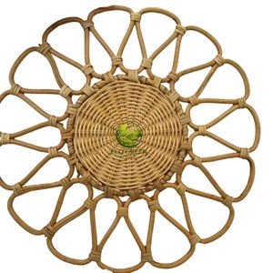 Juego de decoración de pared de ratán, salvamanteles de paja tejidos a mano, bandejas colgantes redondas de mimbre, salvamanteles de mesa de cocina estilo rústico de 30 cm - Product Image 1