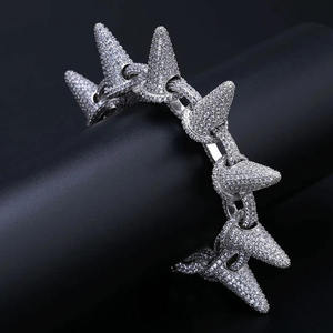 Meilleur bracelet pour homme en moissanite taille ronde, style hip-hop, avec maillons pointus, clarté VVS, bijoux hip-hop, bracelet de luxe pavé en or 14K - Product Image 3