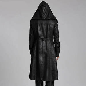 Wholesale Black <b>Gothic</b> Wizard Men's Hooded Zipper Front <b>Jacket</b> Vintage Long Coat Top Sell - Product Image 3