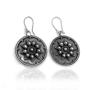 Pendientes Colgantes Boho de Plata de Ley 925 Oxidada con Diseño de Media Luna/Girasol Vintage Tribal para Mujer Silver Mountain - Product Image 3
