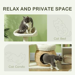 Cream White 31\" <b>Cat</b> Tree Tower with <b>Scratching</b> <b>Posts</b> Condo Beds Platform Toy Ball <b>for</b> Indoor <b>Cats</b> - Product Image 5