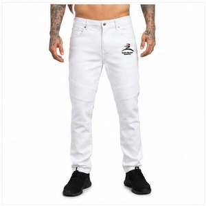 OEM/ODM Custom Made Relaxed Fit Hip Hop <b>Embroidered</b> Solid Streetwear Side Cargo Pockets Breathable Men's Denim <b>Jeans</b> Straight - Product Image 1