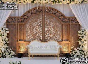 Marcos de madera de lujo para decoración de escenarios de bodas, elegantes marcos de fondo de madera blanca y dorada, paneles de madera maciza para eventos en EE. UU. - Product Image 3