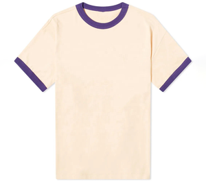 Camiseta Unisex Formal con Estampado de Letras en Serigrafía, Cuello y Ribete de Manga en Contraste, Estilo Retro Personalizado, Algodón Casual - Product Image 2