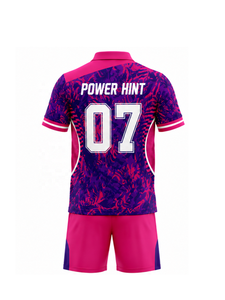 Uniforme de Fútbol Personalizado de Alta Calidad para Equipos, 100% Poliéster, Impresión Digital, Anti-UV, Transpirable, 180g, Jersey de Fútbol con Patrón Morado y Rosa - Product Image 4