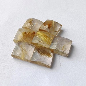 Piedra Preciosa Natural de Rutilo Dorado, Corte Cuadrado Tipo Checker, Parte Posterior Plana, Calibrada y de Calidad - Product Image 6