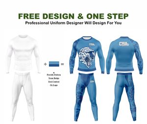 Vêtements de compression respirants pour hommes, vente en gros directe d'usine, design personnalisé, impression numérique par transfert thermique, ensemble de rashguard MMA - Product Image 2