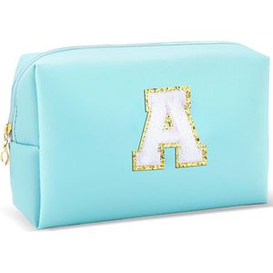 Borsa per il Trucco Personalizzata Impermeabile in PU con Iniziali, Borsetta Cosmetica da Viaggio per Ragazze con Chiusura a Cerniera - Product Image 1