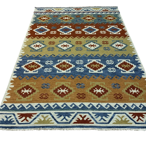 Tapis Dhurrie en laine naturelle tissé à la main, à poils ras, pour couloir - Product Image 6