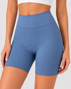 Pantalones cortos de cintura alta de color liso para mujer, material ligero y suave, ropa cómoda para uso diario, ropa informal de moda para mujer - Product Image 2