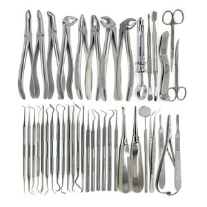 Kit d'instruments professionnels d'extraction dentaire en acier inoxydable : forceps, élévateurs, détartreurs, outils de chirurgie buccale - Product Image 1