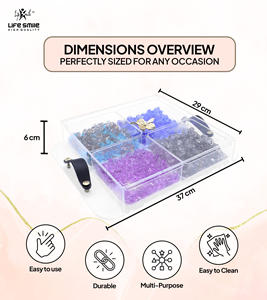 Plateau de service en acrylique de luxe avec poignées en cuir noir, couvercle inclus, organiseur multi-usages à 4 compartiments - Product Image 2