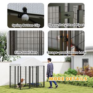 Cubierta Resistente a los Rayos UV e Impermeable para Perrera Exterior de 6FT X 4FT X 6FT Plateada con Cerradura a Prueba de Escapes, Camas y Accesorios para Mascotas - Product Image 6