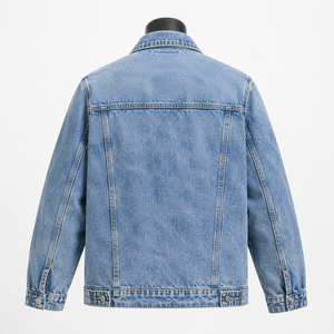 Veste en jean bleu clair délavé pour homme, style vintage, en coton, fabrication OEM, vente en gros - Product Image 2